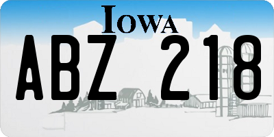 IA license plate ABZ218