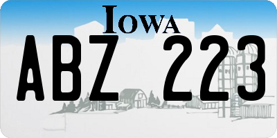 IA license plate ABZ223