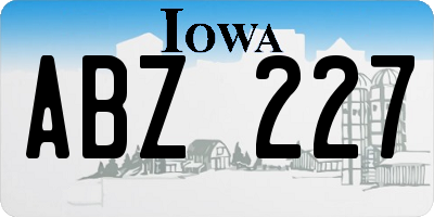 IA license plate ABZ227