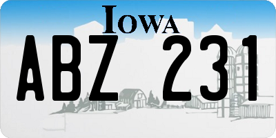 IA license plate ABZ231