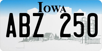 IA license plate ABZ250