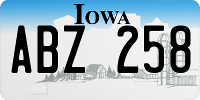 IA license plate ABZ258