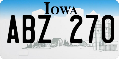 IA license plate ABZ270