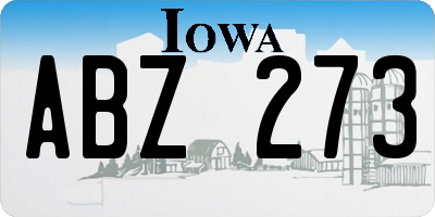IA license plate ABZ273