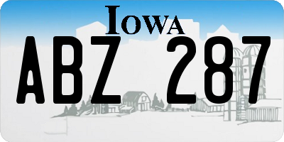 IA license plate ABZ287