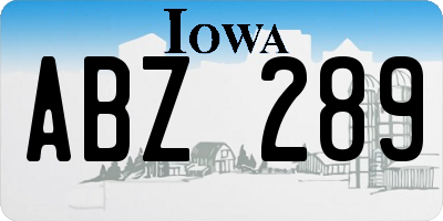 IA license plate ABZ289