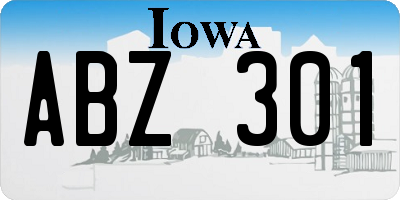 IA license plate ABZ301