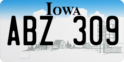 IA license plate ABZ309