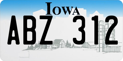 IA license plate ABZ312