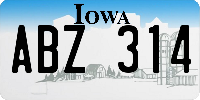 IA license plate ABZ314