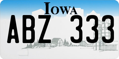 IA license plate ABZ333