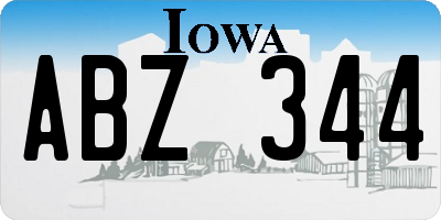 IA license plate ABZ344