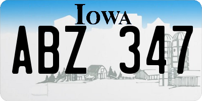 IA license plate ABZ347