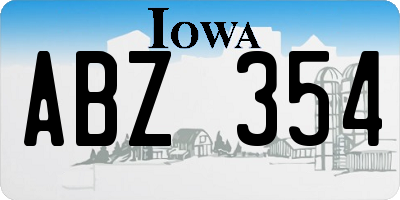 IA license plate ABZ354