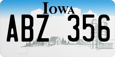 IA license plate ABZ356
