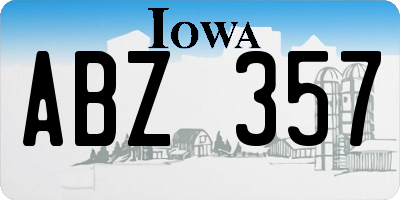 IA license plate ABZ357