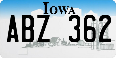 IA license plate ABZ362
