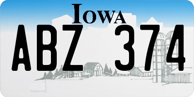 IA license plate ABZ374