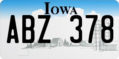 IA license plate ABZ378