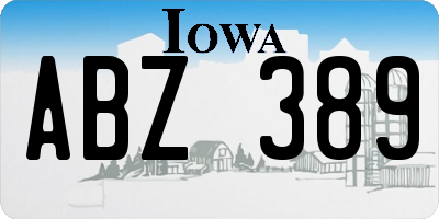 IA license plate ABZ389