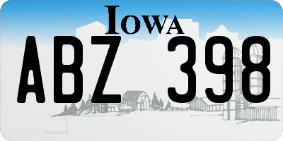 IA license plate ABZ398