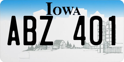 IA license plate ABZ401