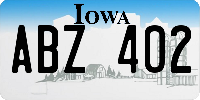 IA license plate ABZ402