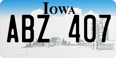 IA license plate ABZ407