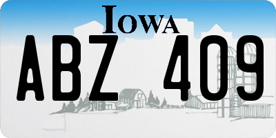 IA license plate ABZ409