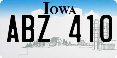 IA license plate ABZ410