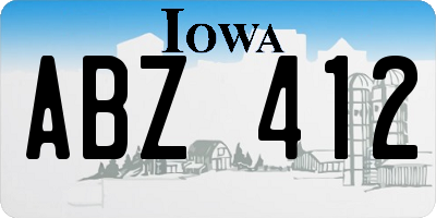 IA license plate ABZ412