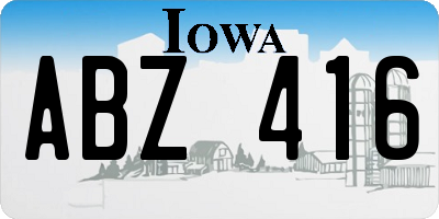 IA license plate ABZ416