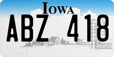 IA license plate ABZ418