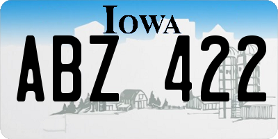 IA license plate ABZ422
