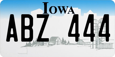 IA license plate ABZ444