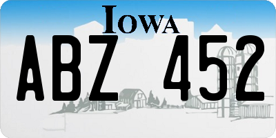 IA license plate ABZ452