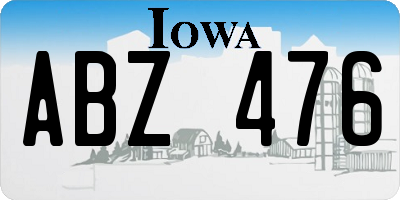 IA license plate ABZ476
