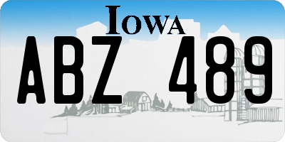 IA license plate ABZ489