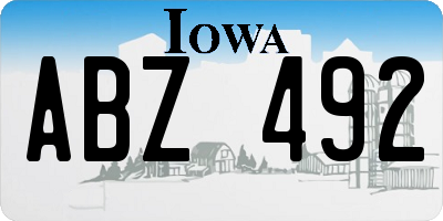 IA license plate ABZ492