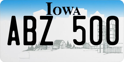 IA license plate ABZ500