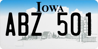 IA license plate ABZ501