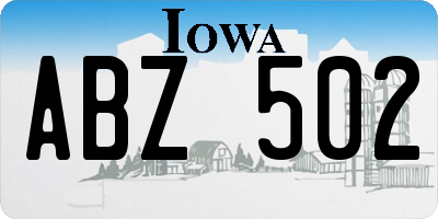 IA license plate ABZ502