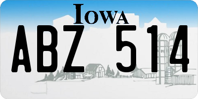 IA license plate ABZ514
