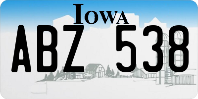 IA license plate ABZ538