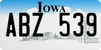 IA license plate ABZ539