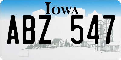 IA license plate ABZ547