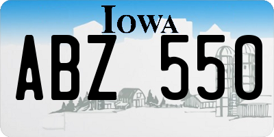 IA license plate ABZ550