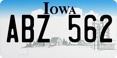 IA license plate ABZ562