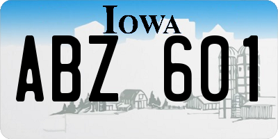 IA license plate ABZ601
