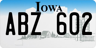 IA license plate ABZ602